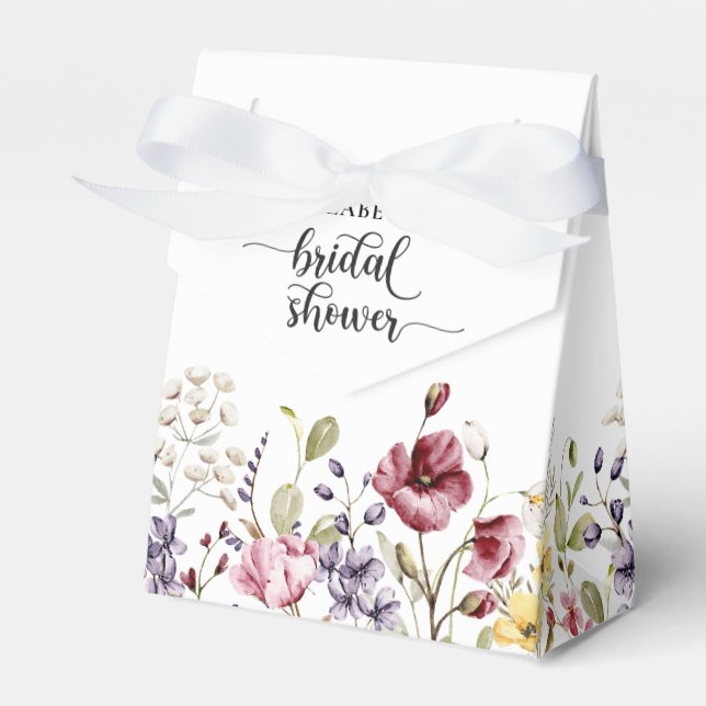Elegant Boho Floral Bridal Shower Favor Boxes (Front Side)