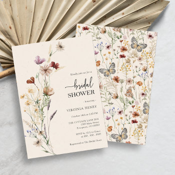 Elegant Boho Floral Bridal Shower Invitation by The_Painted_Paperie at Zazzle