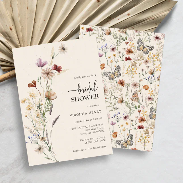 Elegant Boho Floral Bridal Shower Invitation | Zazzle