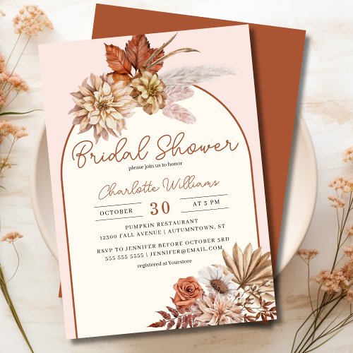 Elegant Boho Floral Bridal Shower Invitation
