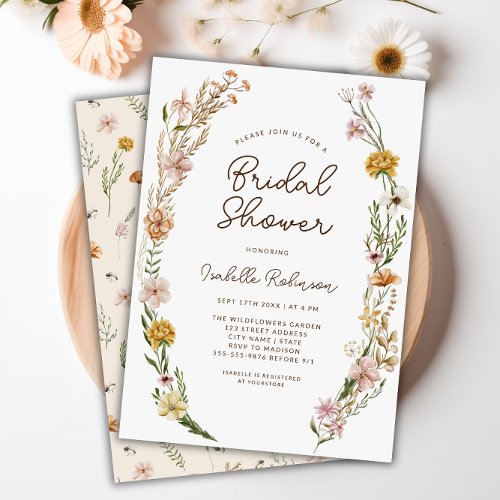 Elegant Boho Floral Bridal Shower Invitation