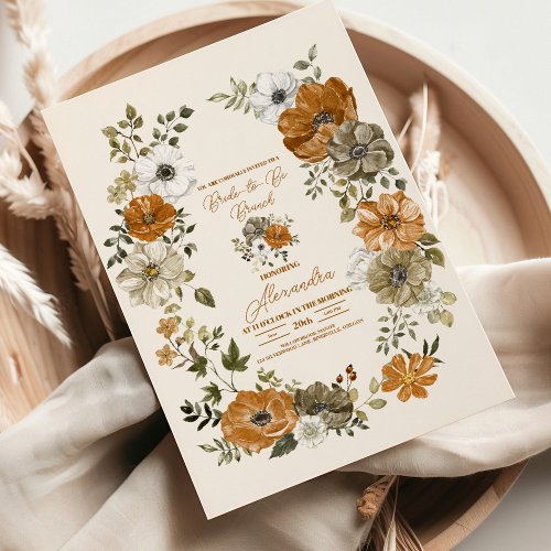 Elegant Boho Floral Bridal Shower Invitation