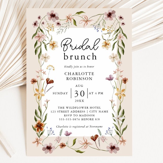 Elegant Boho Floral Bridal Shower Invitation (Elegant Boho Floral Bridal Shower Invitation)