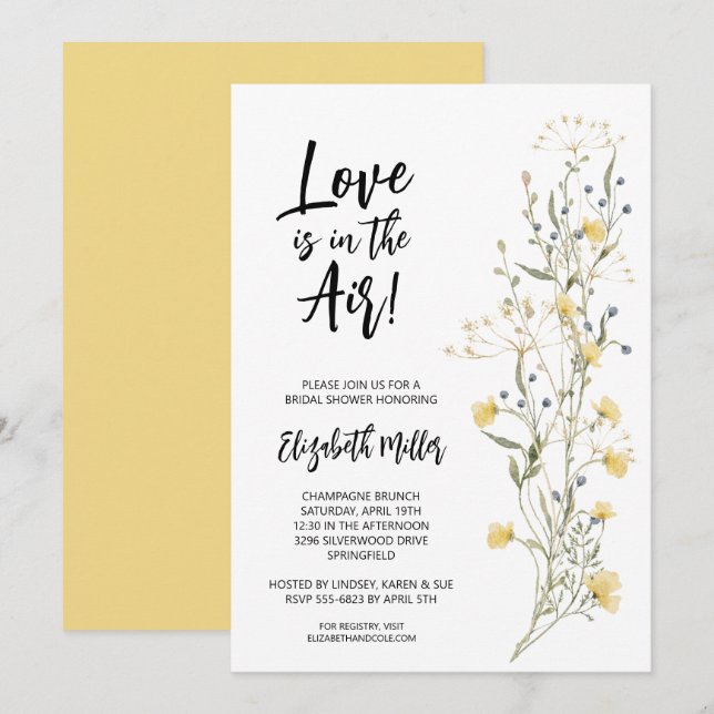 Elegant Boho Floral Bridal Shower Invitation (Front/Back)