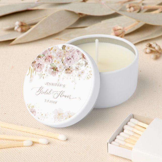 Elegant boho floral bridal shower mini candle favors (Insitu)