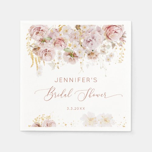 Elegant boho floral bridal shower napkins