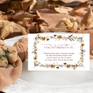 Elegant Boho Floral Bridal Shower Recipe Request Enclosure Card