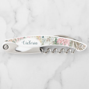 Elegant Boho Floral Bridesmaid Favor Waiter's Corkscrew