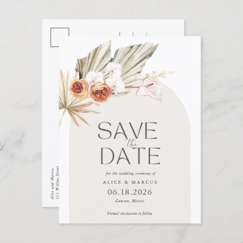 Elegant Boho Floral Budget Wedding Save The Date Announcement Postcard
