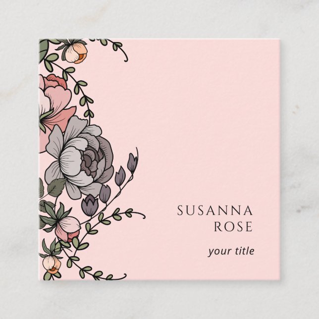 Elegant Boho Floral Business Card (Front)