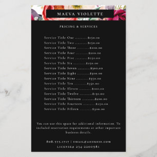 Elegant Boho Floral Business Service/Pricing Flyer