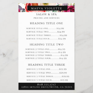 Elegant Boho Floral Business Service/Pricing Flyer