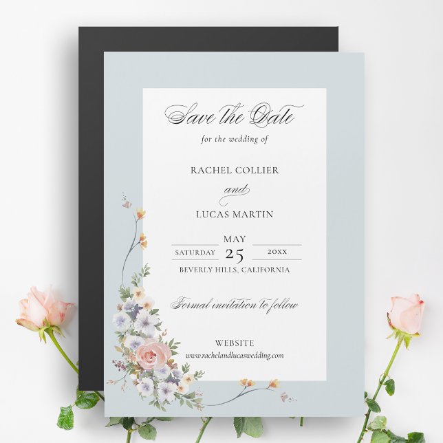 Elegant Boho Floral Calligraphy Save the Date Magnetic Invitation (Creator Uploaded)