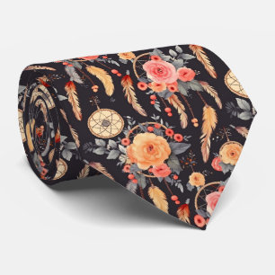 Elegant Boho floral dream catcher tlled Neck Tie
