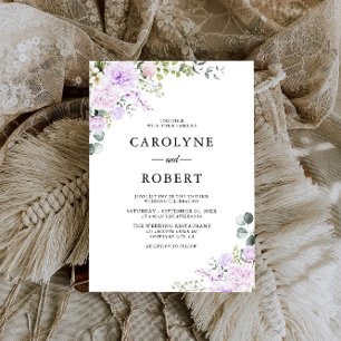 Elegant Boho Floral Dusty Purple Wedding Invitation