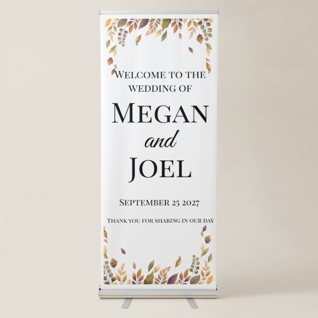 Elegant Boho Floral Fall Wedding Banner Custom (Front)