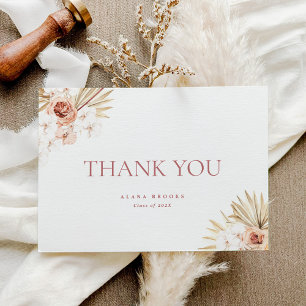 Elegant Boho Floral   Folded Graduation Thank You Card