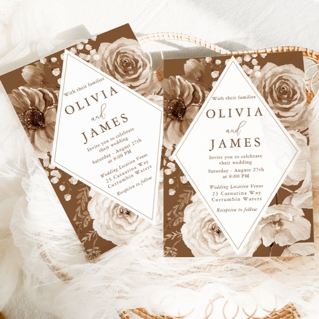 Elegant Boho Floral Frame Wedding Invitation (Creator Uploaded)