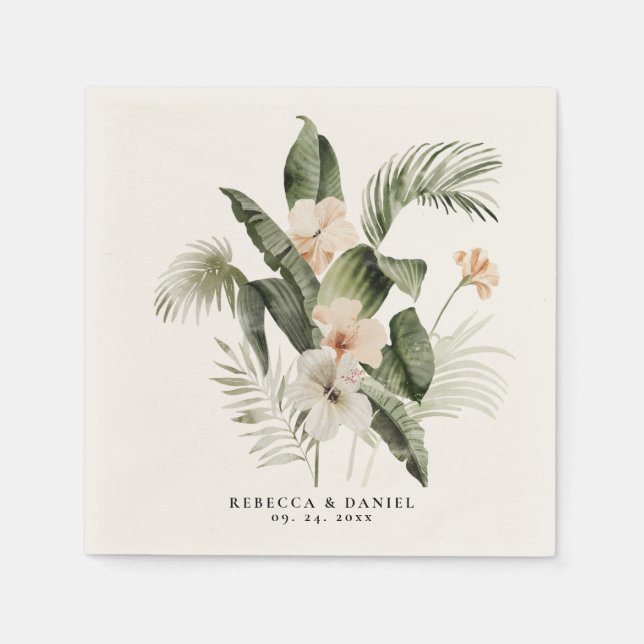 Elegant Boho Floral Greenery Napkins (Front)