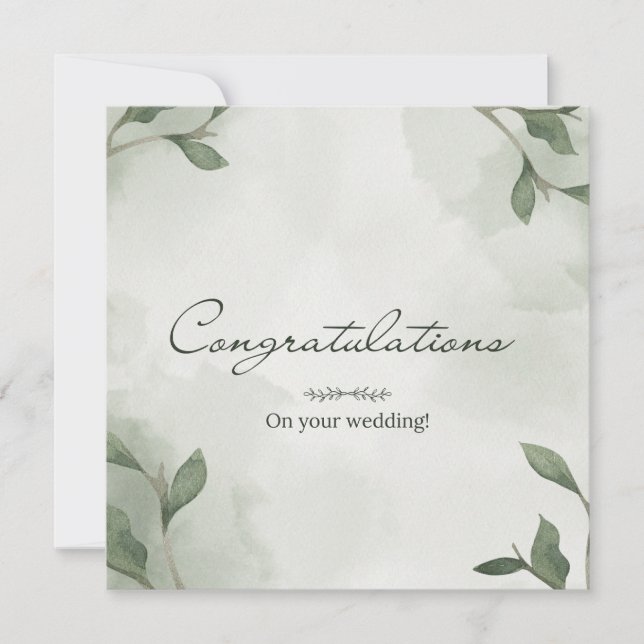 Elegant Boho Floral Greenery Wedding Card (Front)