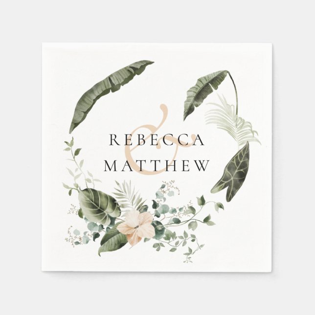 Elegant Boho Floral Greenery Wedding      Napkins (Front)