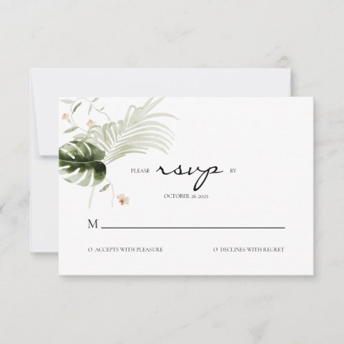 Elegant Boho Floral Greenery Wedding  RSVP Card