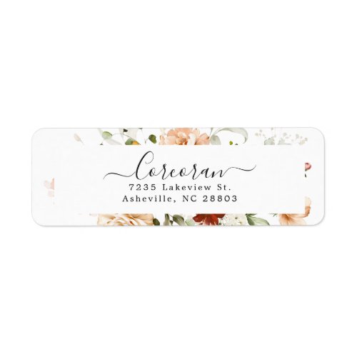 Elegant Boho Floral Handwritten Return Address Label