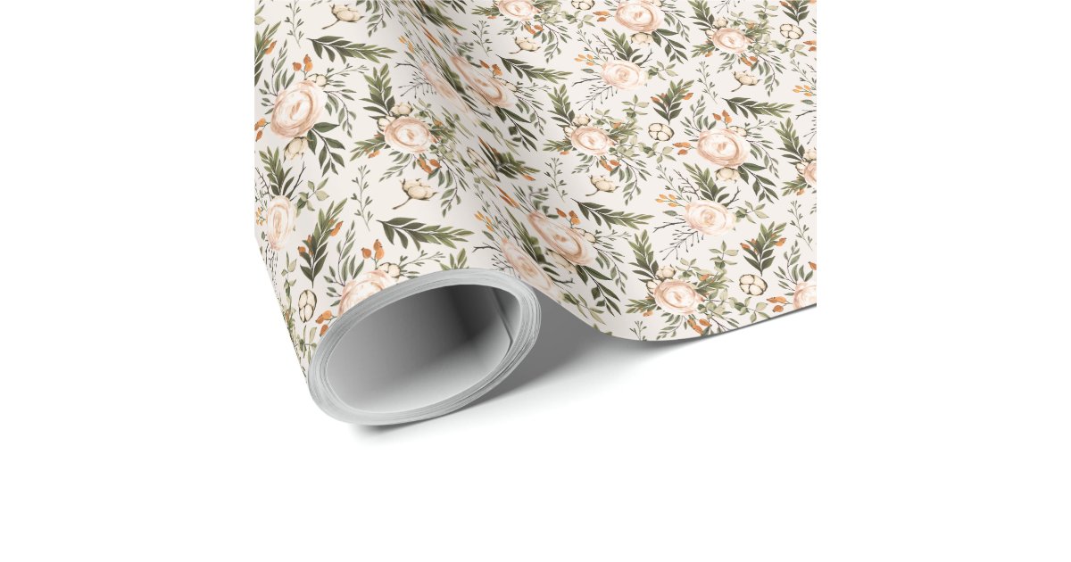 Elegant Pink Blush Eucalyptus Sage Green Wrapping Paper, Zazzle