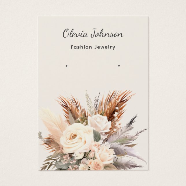 Elegant Boho floral jewelry earring display card  (Front)