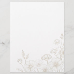 Elegant Boho Floral Line Art Frame Background Letterhead