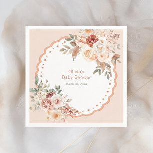 Elegant Boho Floral Neutral Baby Shower Napkins