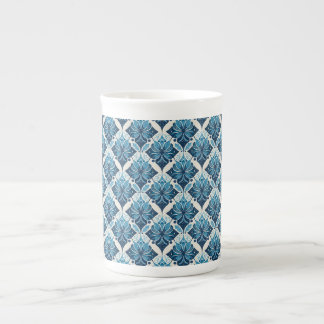 Elegant Boho Floral Pattern in Blue Bone China Mug