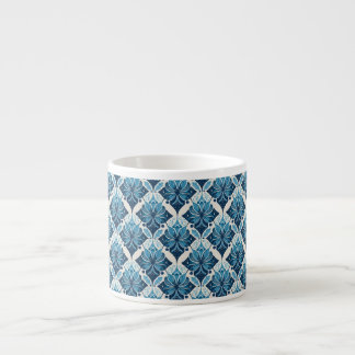 Elegant Boho Floral Pattern in Blue Espresso Cup