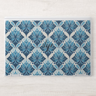 Elegant Boho Floral Pattern in Blue HP Laptop Skin