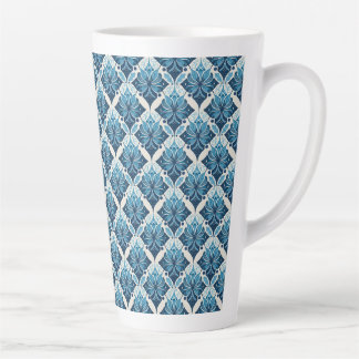 Elegant Boho Floral Pattern in Blue Latte Mug