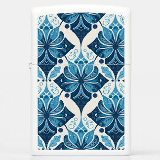Elegant Boho Floral Pattern in Blue Zippo Lighter