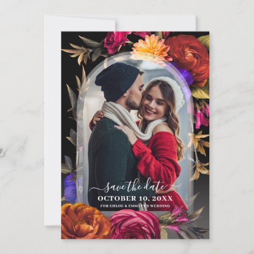 Elegant Boho Floral Photo  Save The Date