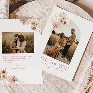 Elegant Boho Floral Photo Thank You Card