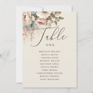Elegant boho floral script wedding seating chart invitation
