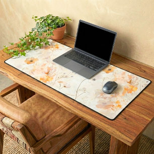 Elegant Boho Floral Watercolor Desk Mat