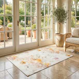 Elegant Boho Floral Watercolor Doormat