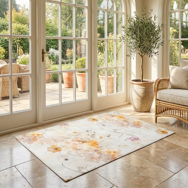 Elegant Boho Floral Watercolor Doormat (Creator Uploaded)
