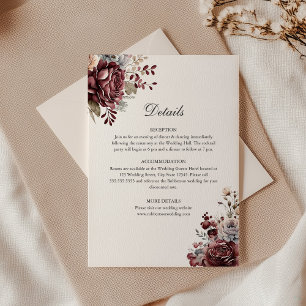Elegant Boho Floral Wedding Details Card