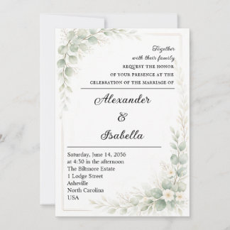 Elegant Boho Floral Wedding Invitation