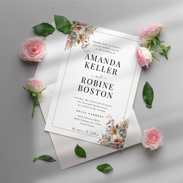Elegant Boho Floral Wedding Invitation (Creator Uploaded)