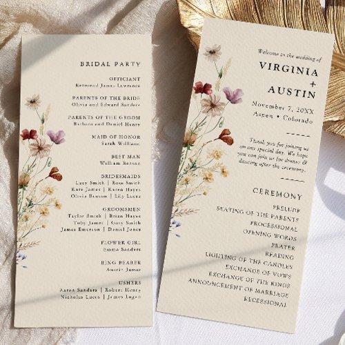 Elegant Boho Floral Wedding Program