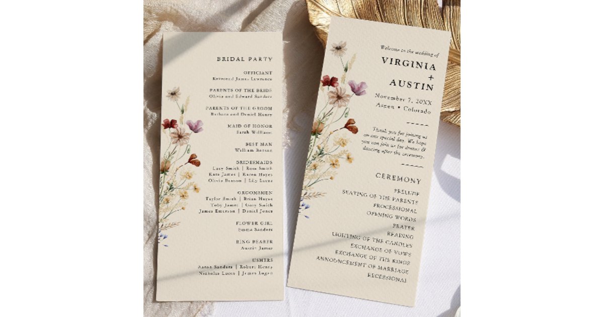 Elegant Boho Floral Wedding Program | Zazzle