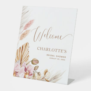 Elegant Boho Floral   Wedding Shower Pedestal Sign