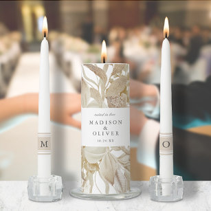 Elegant Boho Floral Wedding  Unity Candle Set