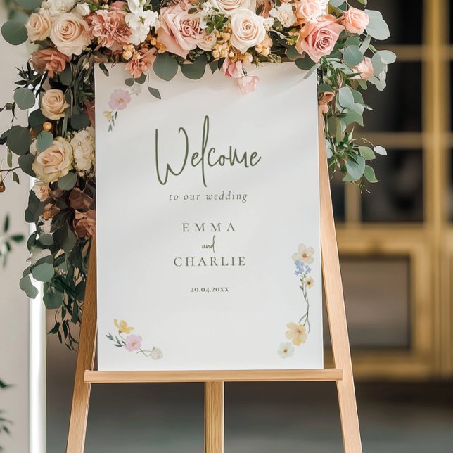 Elegant  Boho Floral Welcome Calligraphy Wedding Foam Board (Creator Uploaded)